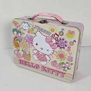 Hello Kitty Metal Lunch Box Tin Pink Sanrio Kawaii